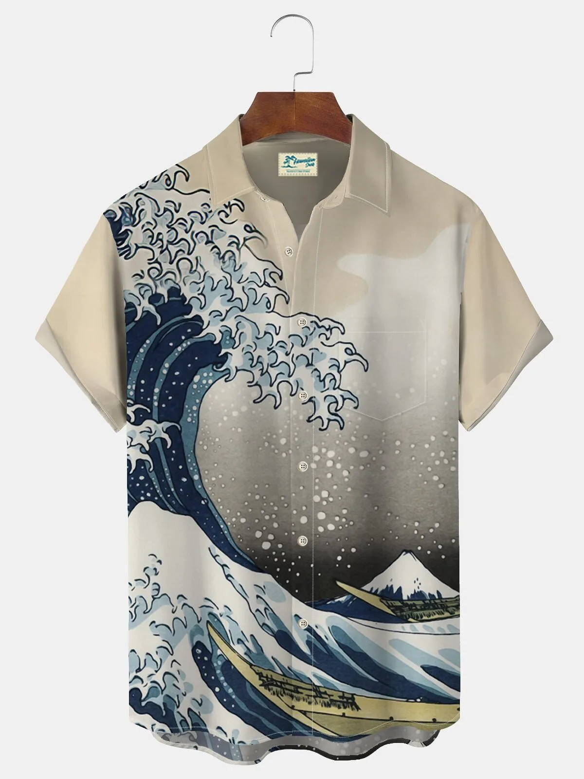 Japanese Great Wave Off Kanagawa Mount Fuji Art Print Hawaiian Shirt
