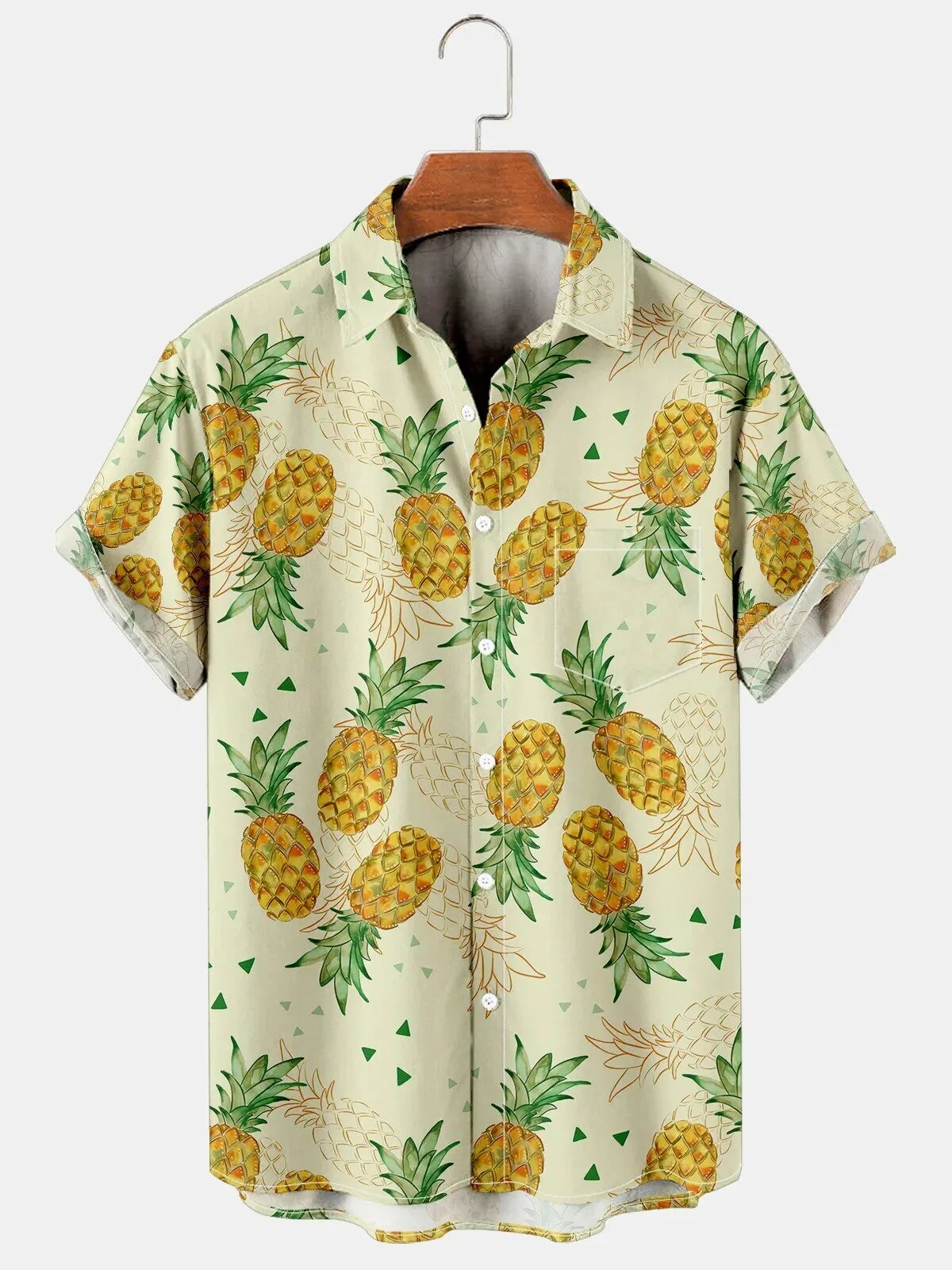 Tropical Pineapple Pattern Hawaiian Shirt for Men Summer Beach Vacation Apparel