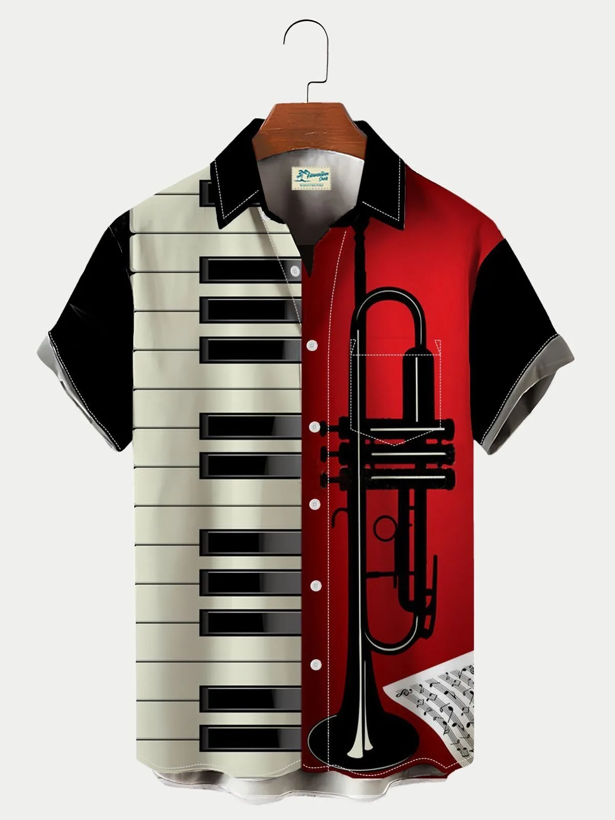 Trumpet and Piano Keyboard Musical Instrument Hawaiian Shirt
