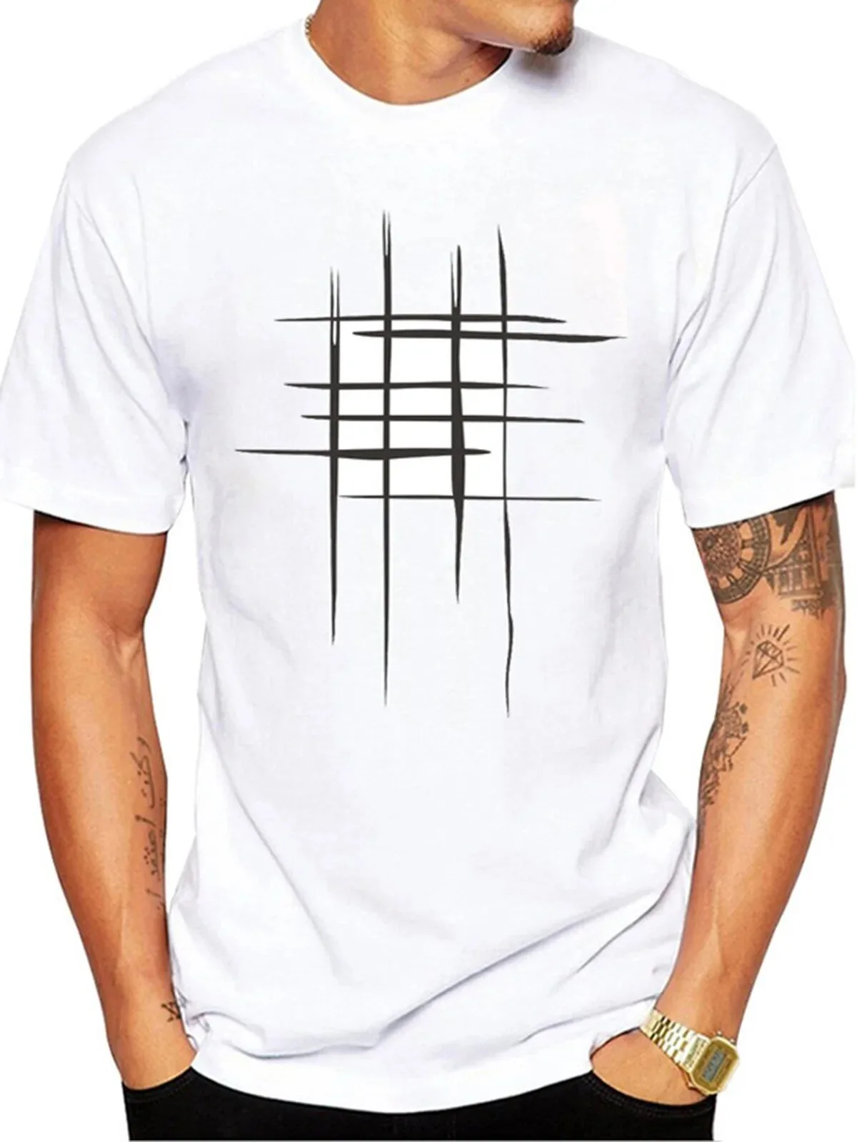 Abstract Black Lines Minimalist Graphic Art Men's T-Shirt 1 Abstract Black Lines Minimalist Graphic Art Men's T-Shirt