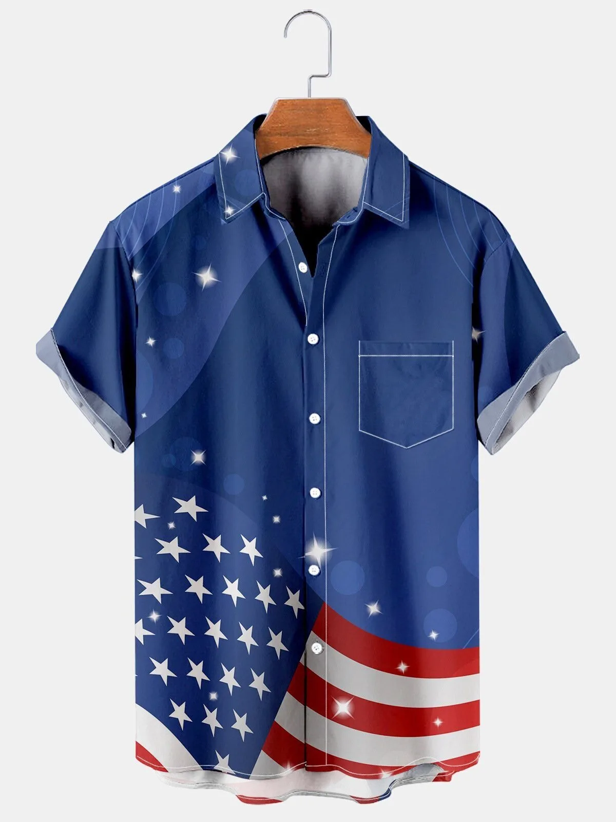 American Flag Patriotic Stars and Stripes Casual Hawaiian Shirt for Men 2 American Flag Patriotic Stars and Stripes Casual Hawaiian Shirt for Men