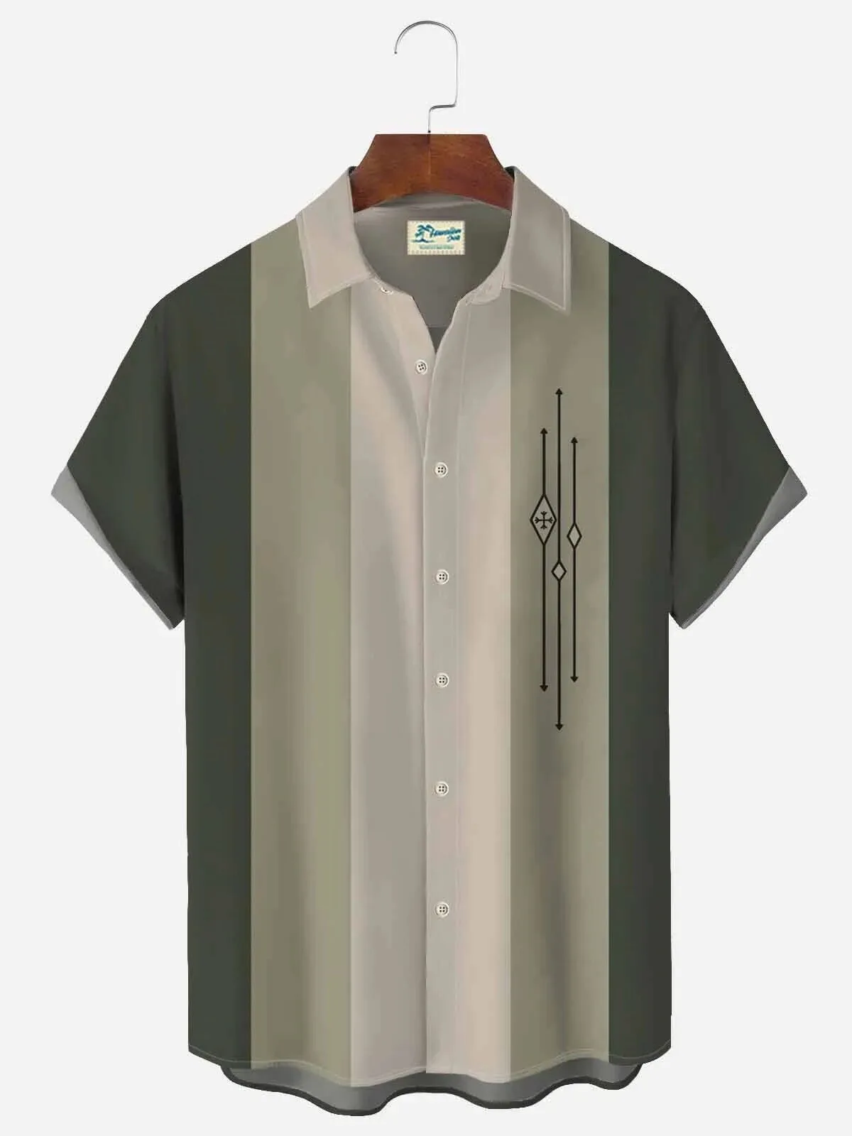 Men's Color Block Striped Casual Breathable Short Sleeve Bowling Shirt