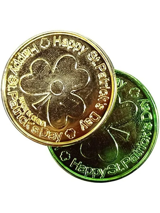 Happy Saint Patrick's Day Shamrock Gold and Green Lucky Coin Party Favor