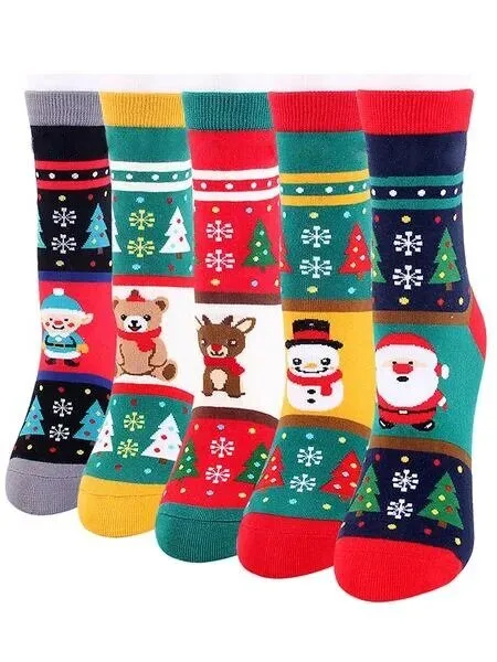 Christmas Holiday Cartoon Character Winter Warm Crew Socks for Men and Women 2 Christmas Holiday Cartoon Character Winter Warm Crew Socks for Men and Women