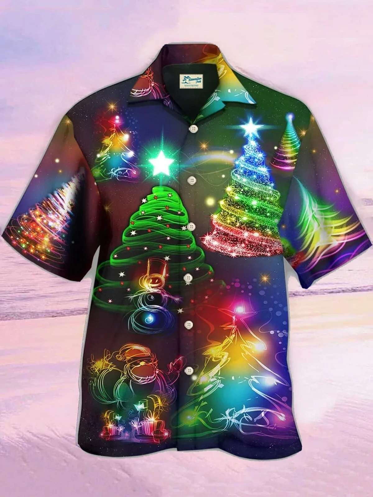 Christmas Tree Lights Festive Holiday Hawaiian Shirt for Men