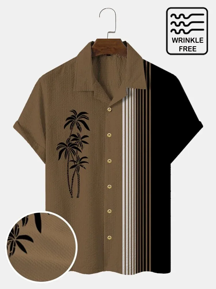 Men's Vintage Bowling Shirt with Palm Tree Design and Wrinkle-Free Fabric 5 Men