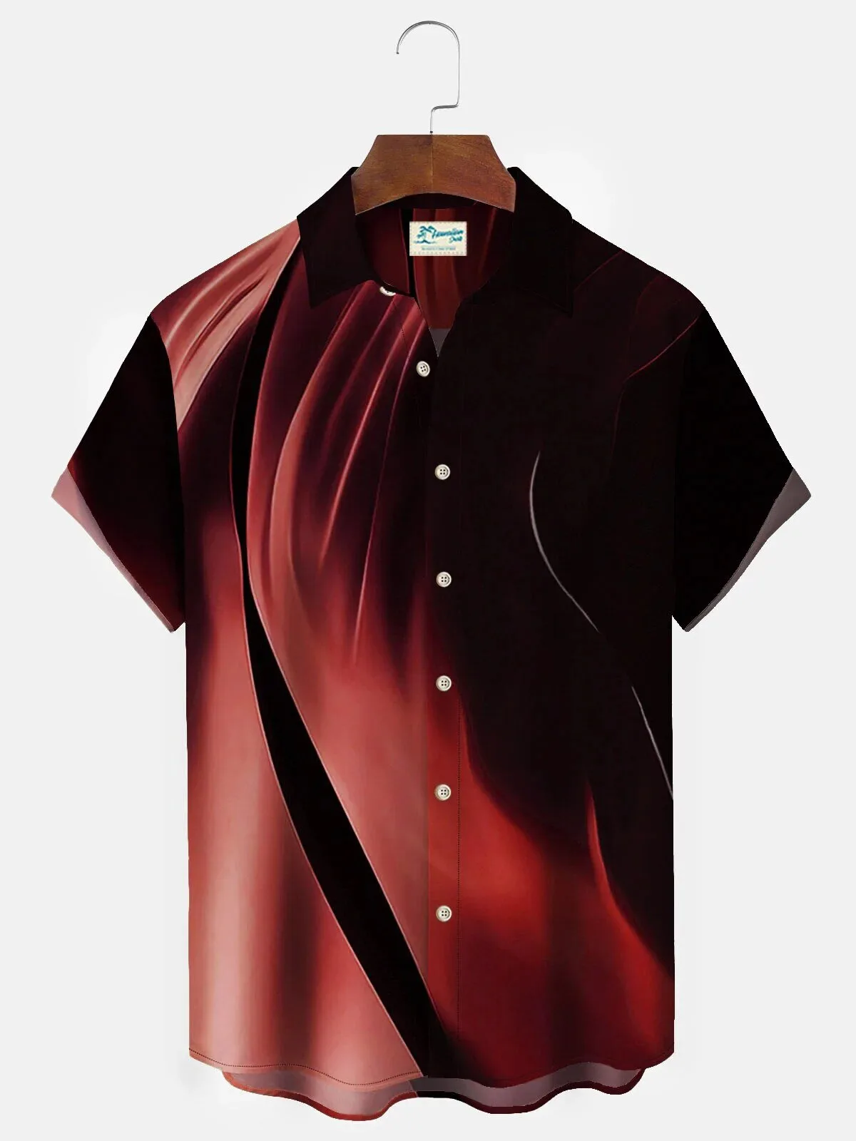 Abstract Red Gradient Swirl Pattern Short Sleeve Button Down Hawaiian Shirt 1 Abstract Red Gradient Swirl Pattern Short Sleeve Button Down Hawaiian Shirt