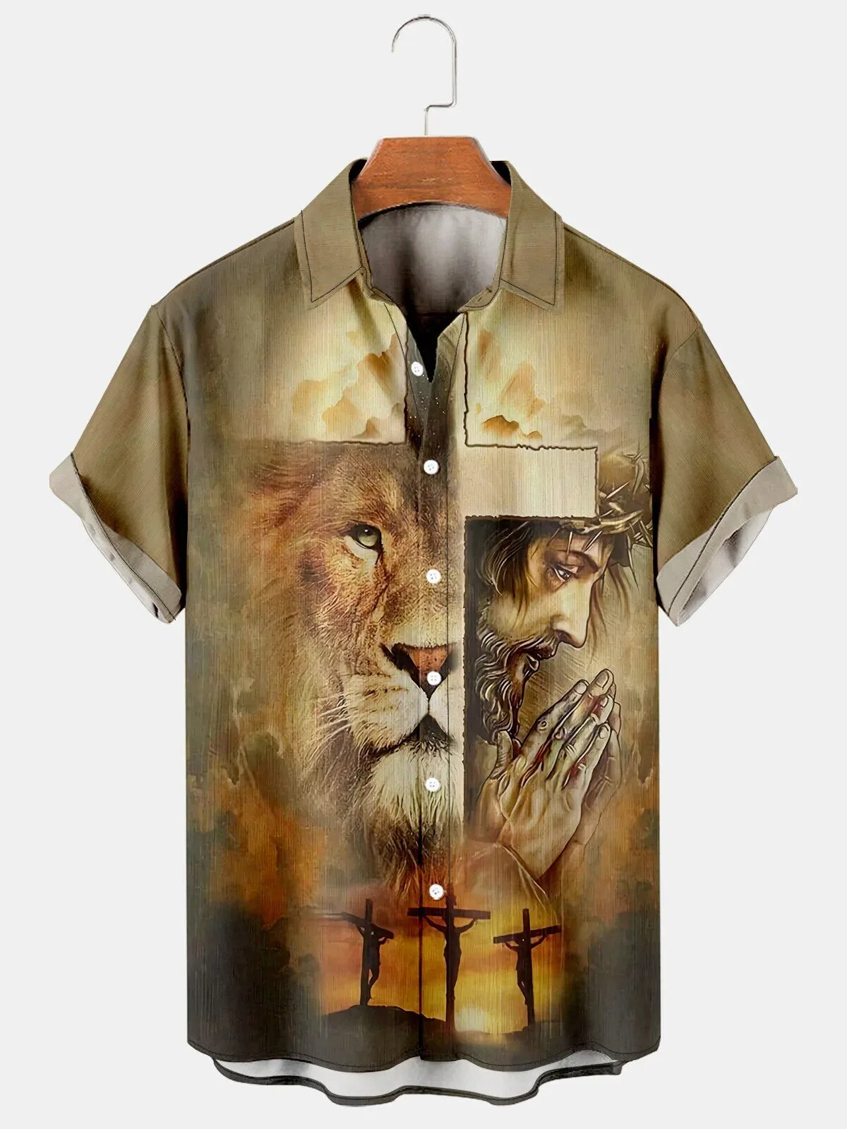 Jesus Christ Lion and Cross Easter Religious Hawaiian Shirt for Men 1 Jesus Christ Lion and Cross Easter Religious Hawaiian Shirt for Men