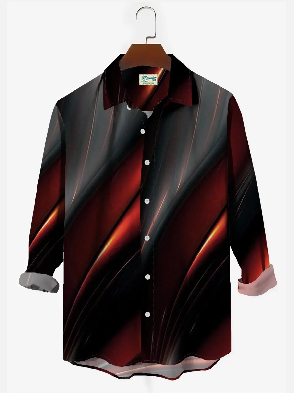 Abstract Red and Black Gradient Art Anti-Wrinkle Button-Up Long-Sleeve Shirt 1 Abstract Red and Black Gradient Art Anti-Wrinkle Button-Up Long-Sleeve Shirt